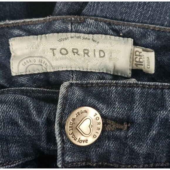 Torrid Jeans Size 16R Girlfriend Stretch Denim Wash Medium Rise Rolled Ankle - Picture 11 of 11
